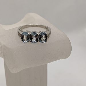Blue zircon sterling silver ring